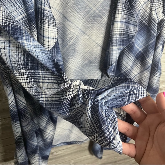 🐝 NWT Blue Plaid Waterfall Open Cardigan - Picture 5 of 5